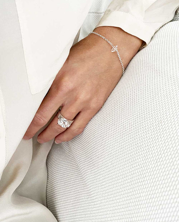 Uncut Herkimer Diamond ring, large - Mila Silver