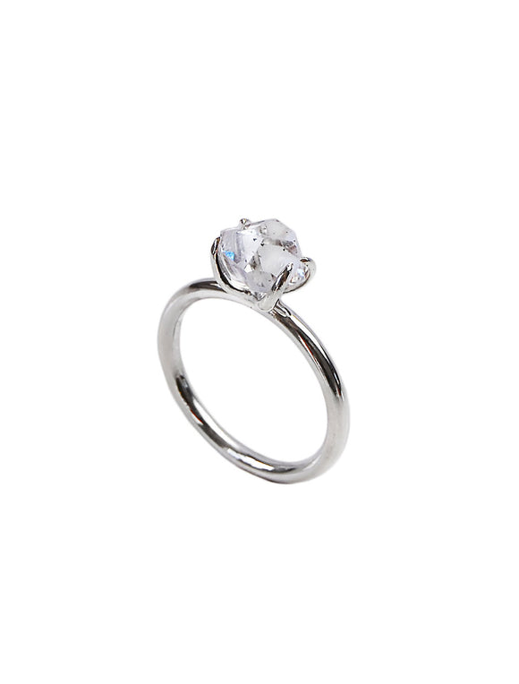 UNCUT Herkimer Diamond ring, silver - Mila Silver