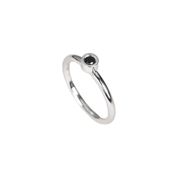 MINOU Black Diamond ring, silver - Mila Silver