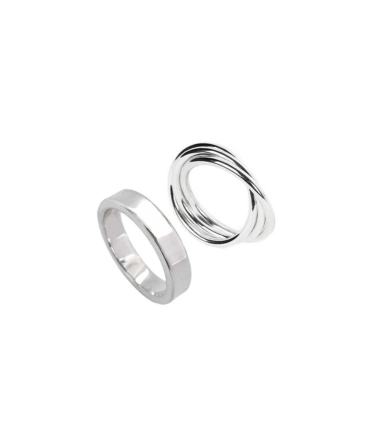 MILA COMBO Ring stack 5 mm ring + 3 in One ring - Mila Silver