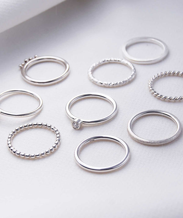 MILA COMBO Ring stack Minou Diamond ring/Frost/Hamrad - Mila Silver