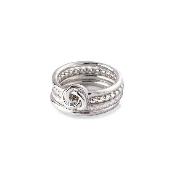 MILA COMBO Ring stack Thin/Frost/Knot/Amalia ring - Mila Silver
