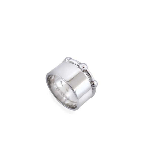 Wide stylish silver ring from Mila Silver. Buy online